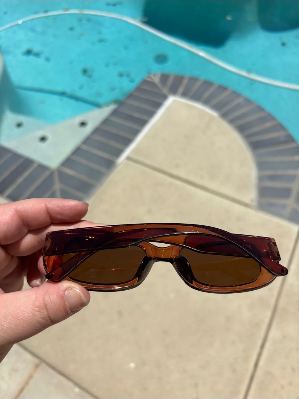 Women’s Rectangular brown Sunglasses - Brown Lenses
